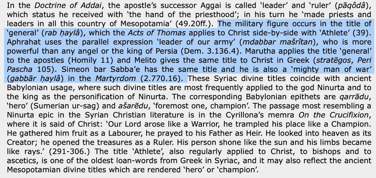 & this is how they referred to Jesus in early Syriac prayers: 'Our Lord arose like a Warrior, he trampled his place like a Champion.. He looked into heaven as its Creator; He opened the treasures as a Ruler. His person shone like the sun & his limbs became like rays.’ 🤌🏼🪄