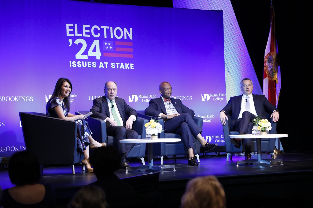 Today, in partnership with @‌BrookingsInst, we hosted an insightful panel, ‘What’s at Stake in the 2024 Election,’ at Wolfson Campus. @‌mdcpresident and @‌CeciliaERouseled joined local leaders to discuss managing tax policy and spending priorities responsibly. #BeMDC