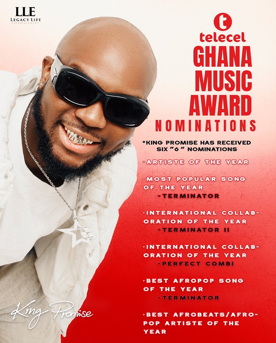 6 years iv been on the road giving my all & putting on for my motherland with pride & honor. I’m inspired by the love, support and your believe in me to wave our flag HIGH 🇬🇭! 6 noms @GHMusicAwards this year. Always an honor & never felt this proud of the work we’ve done.. VOTE…