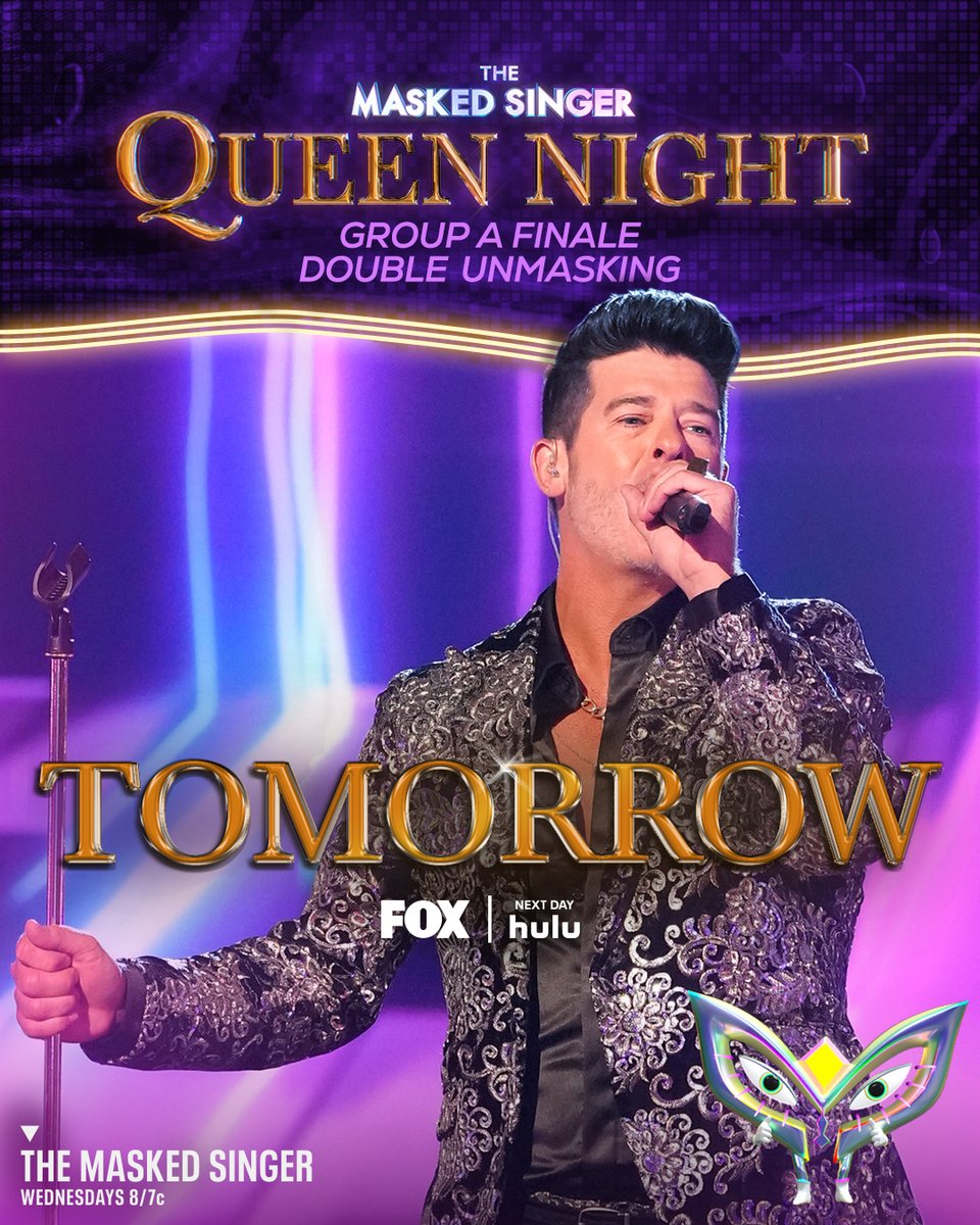 TOMORROW!🔍 The show goes on with Queen Night on #themaskedsinger! Don't miss the double unmasking during the big Group A FINALE tomorrow at 8/7c on @foxtv Who do you think will be the last one standing?