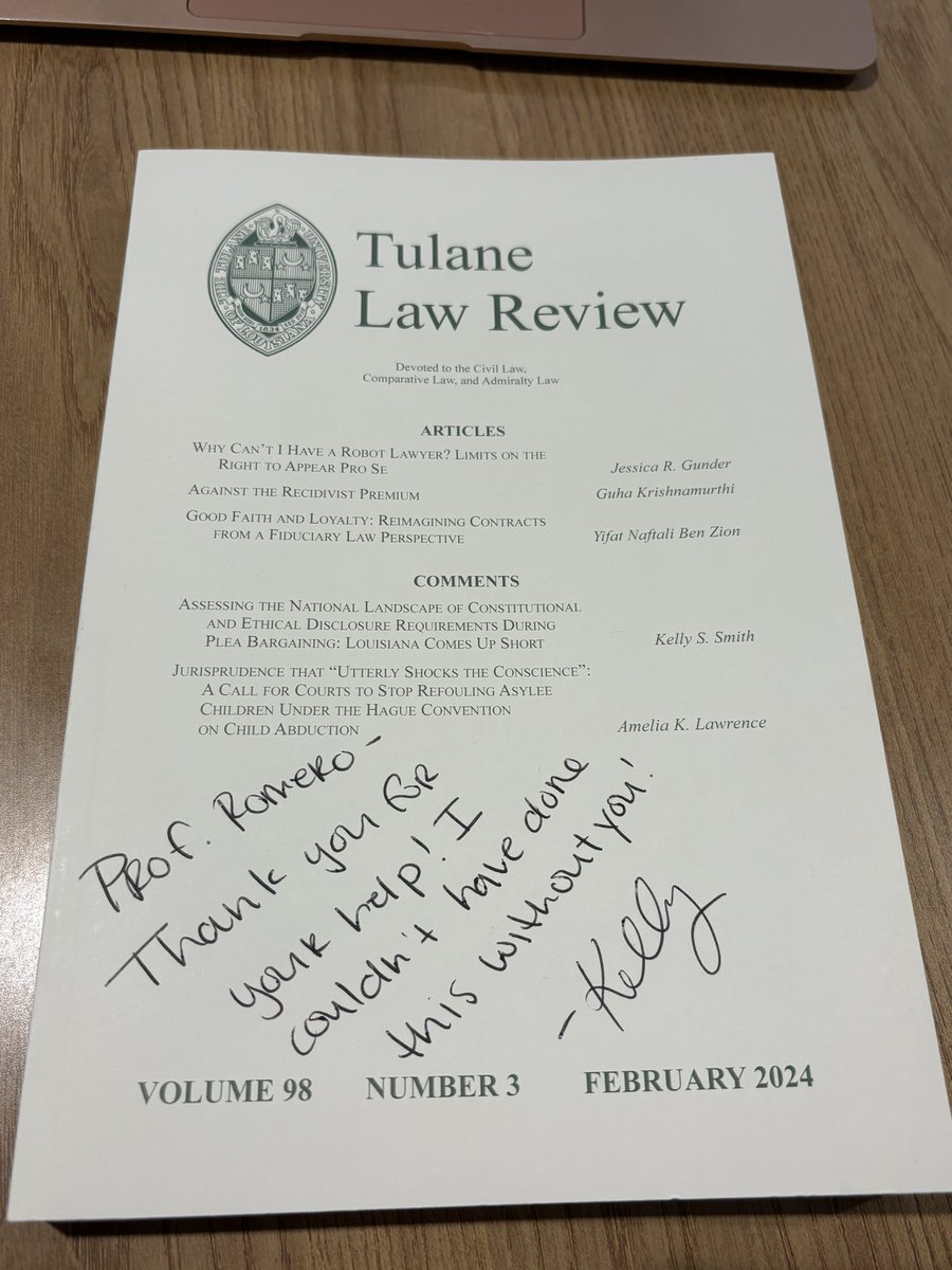 Maybell Romero (@maybellromero) on Twitter photo At my office this morning and yay! Two great pieces in one volume of <a href="/TulaneLawReview/">Tulane Law Review</a>—one by @GGKrishnamoomoo and another by my advisee Kelly Smith. At my office this morning and yay! Two great pieces in one volume of <a href="/TulaneLawReview/">Tulane Law Review</a>—one by @GGKrishnamoomoo and another by my advisee Kelly Smith.