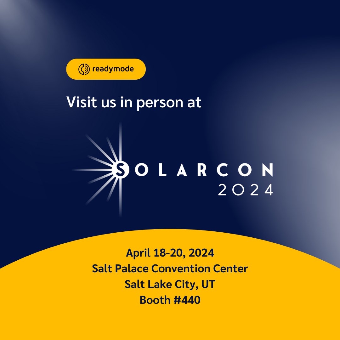 GoReadyMode's tweet photo. It's tomorrow! ☀️

We're so excited to be attending #SolarCon2024. 
Visit us at booth #440 to see how Readymode can help you skip door knocking and go right to appointments.

#SolarCon2024 #SolarIndustry #RenewableEnergy #SolarInnovation #SolarTech #SolarSolutions #readymode https://t.co/f7osmEUDga