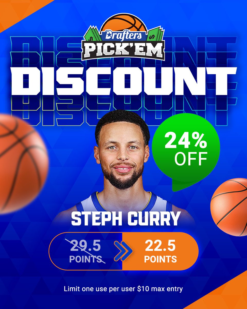 Tonight's NBA Play-In Game Discount Line 🎁 Steph Curry 29.5 ➡️ 22.5 Points Will Steph have a big game to keep the Warriors season alive? Make your picks now to win up to 100x 👉