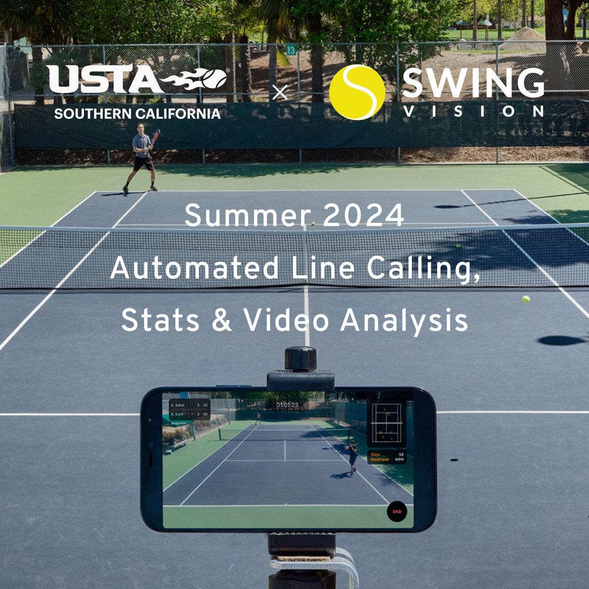 ustasocal (@ustasocal) on Twitter photo USTA SoCal is partnering with <a href="/SwingVisionApp/">SwingVision | AI Tennis & Pickleball App</a> to bring electronic line calling to select tournaments this spring!
Amateurs will experience tennis like the pros for the first time in U.S. tennis history.
Get a head start by downloading the app today: swing.vision/r/ustasocal. USTA SoCal is partnering with <a href="/SwingVisionApp/">SwingVision | AI Tennis & Pickleball App</a> to bring electronic line calling to select tournaments this spring!
Amateurs will experience tennis like the pros for the first time in U.S. tennis history.
Get a head start by downloading the app today: swing.vision/r/ustasocal.