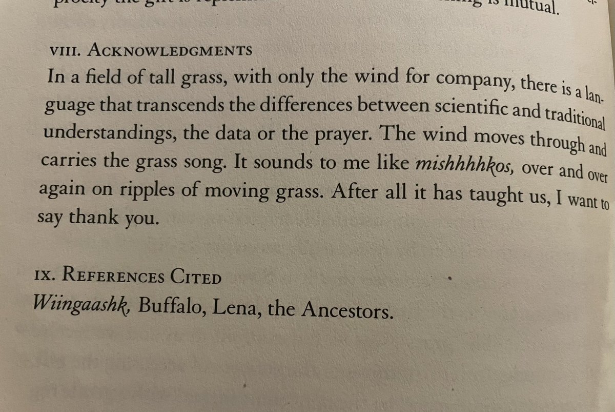 What if we challenged traditional (Western) academic practice and acknowledged all of the relatives- human & other- who helped make our work possible? 🫶🏼🌎✊🏾 ‘Braiding Sweetgrass’ - Robin Wall Kimmerer #AcademicChatter #BookTwitter