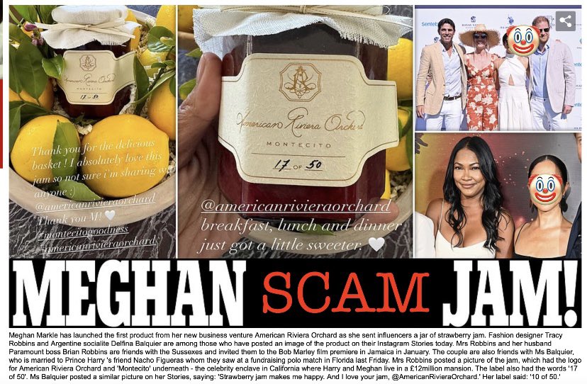 Why wouldn’t the talentless narcissist con artist not send the #ScamJam to 50 A Listers to ENDORSE on their Instagram’s, All her A List friends in Hollywood, could be eating the Free Jam. Instead unknown influencers are flogging it🤔 Beyond desperate, she’s just an embarrassment