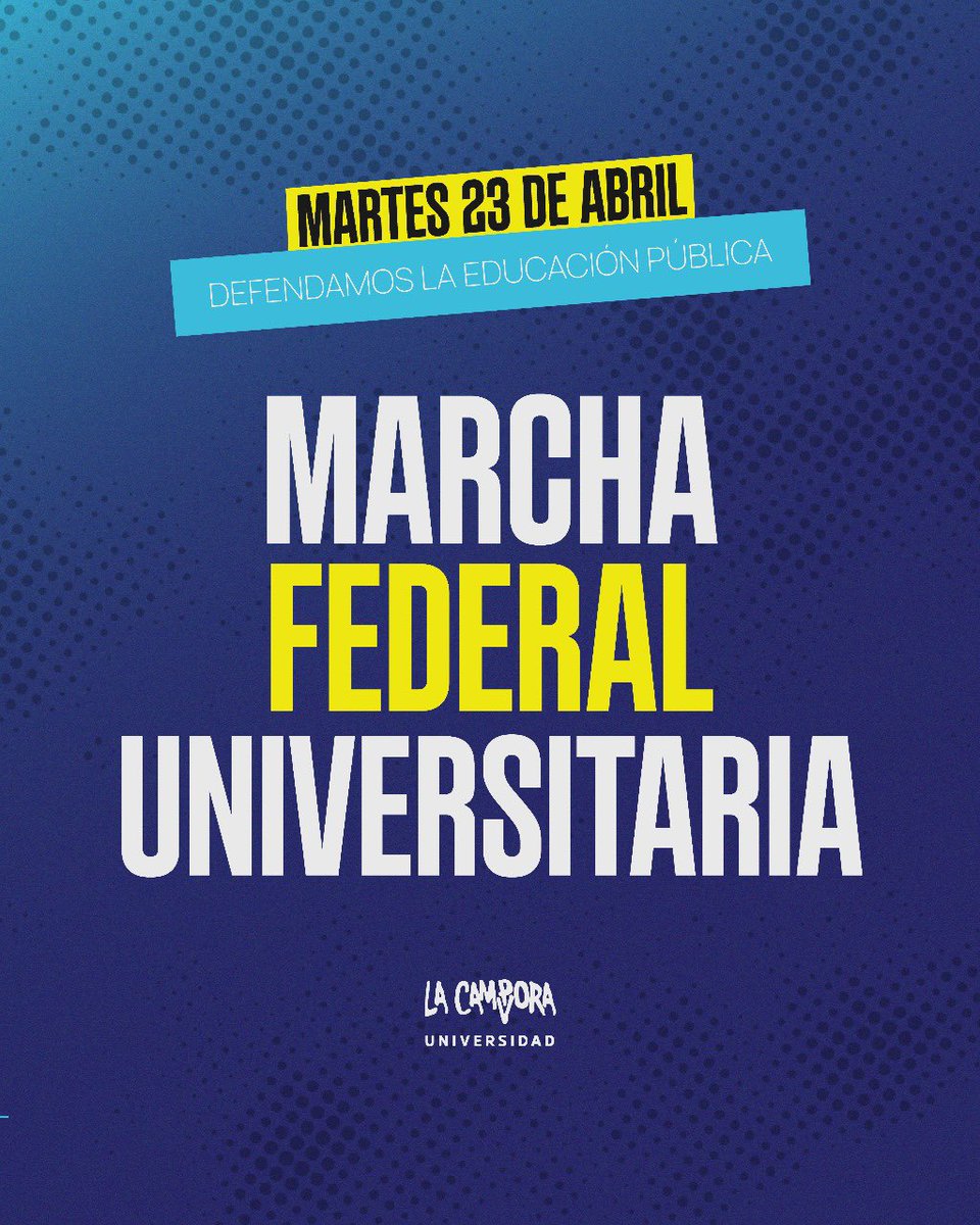 » Este 23 de abril, lxs estudiantes marchamos « Defender la educación pública, gratuita y de calidad, depende de nosotrxs. ¡Sumate! Escribinos para movilizar 📩