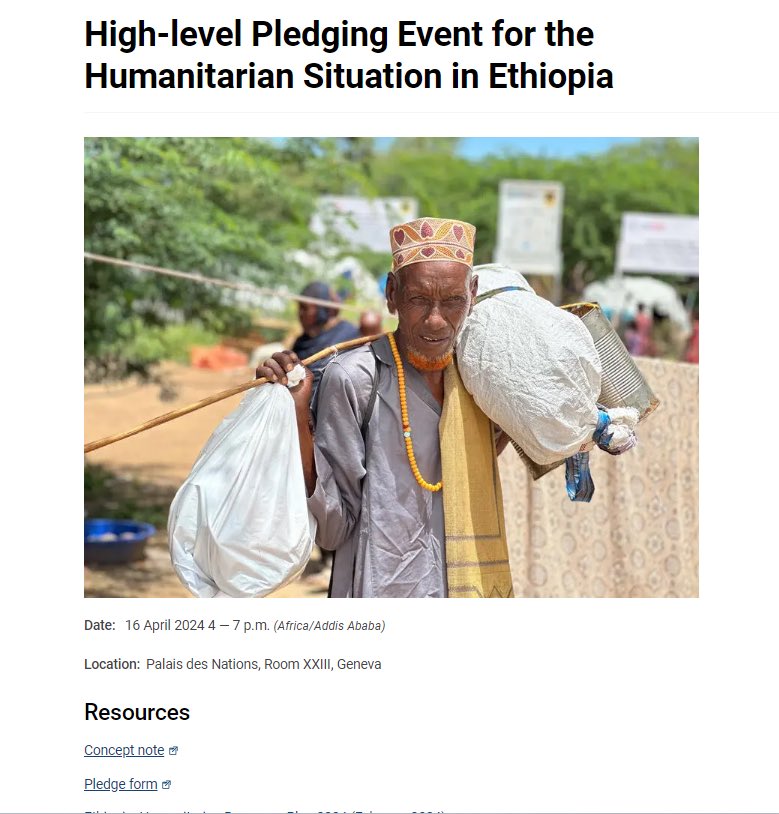 The humanitarian situation in #Ethiopia remains critical. At today’s pledging event 🇸🇪 announced 21 million euros in humanitarian support to 🇪🇹 for 2024. We also provide core funding to humanitarian partners active in 🇪🇹 and 148 million euros in development aid 2022-2026.