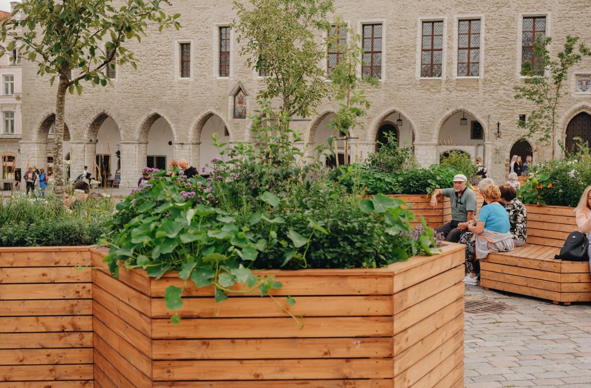 🌳☘️The #summerpark on the #Tallinn Town Hall Square, which proved popular last year, will be reopened again this year. In early May, benches, a stage, and pavilions will be brought to the square, and the park will be in full bloom by the beginning of June.🌞