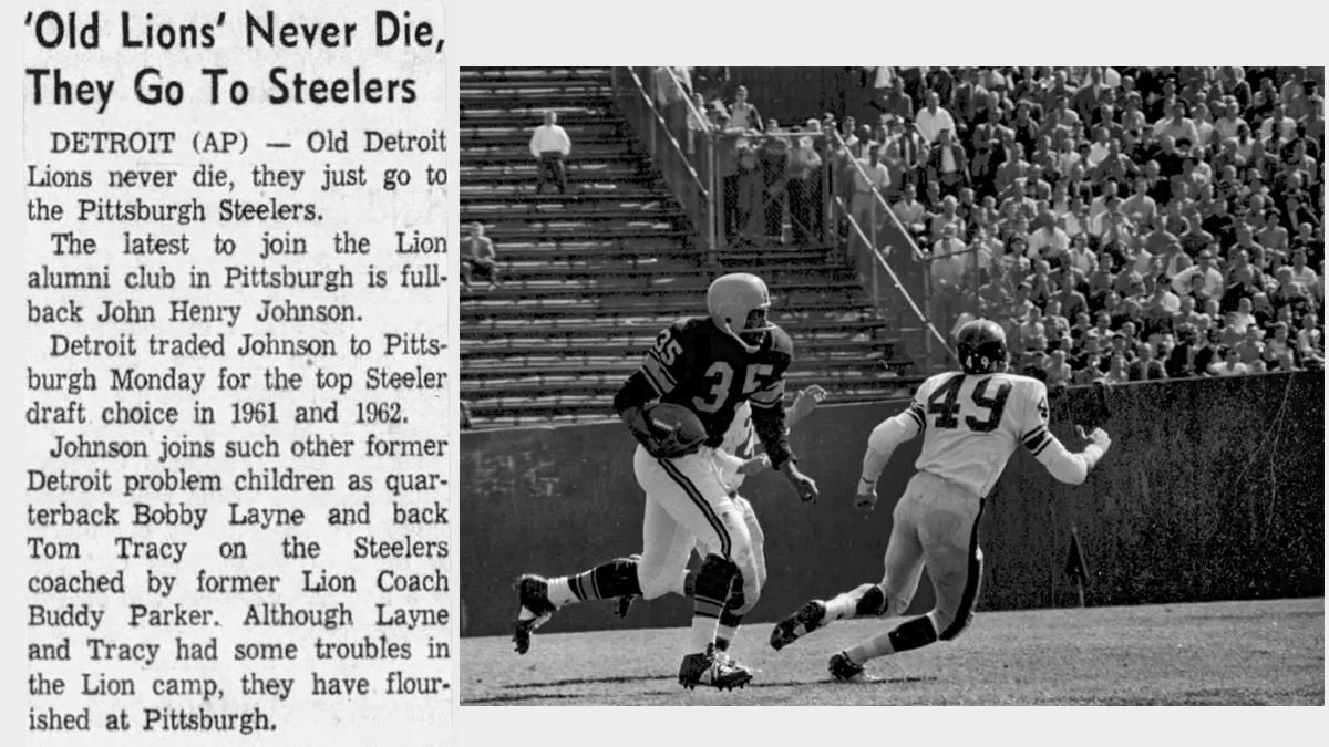#OTD in #SteelersHistory 1960 newspapers reported the #Steelers trade for John Henry Johnson which proved to be a smart move as he became the first player in the franchise's history to rush for a 1000 yards in '62 & in '64 he ran over the Browns for 200 yards while scoring 3 TDs.