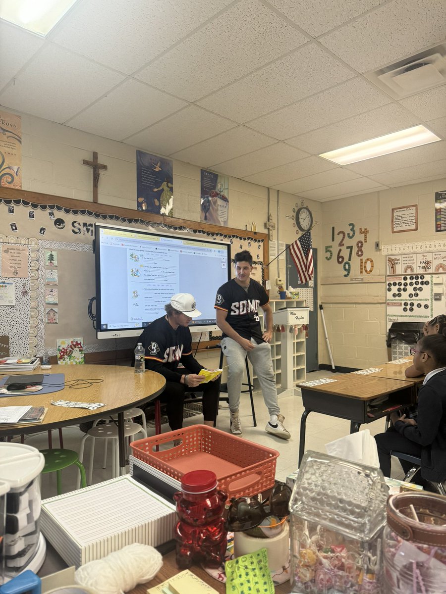 BarbAAnderson5's tweet photo. Enjoyed visiting Ms.  Hughes class this morning at St. Peter’s. Added bonus I was able to meet some of the Blue Crab players. https://t.co/7bHXfGgKD8