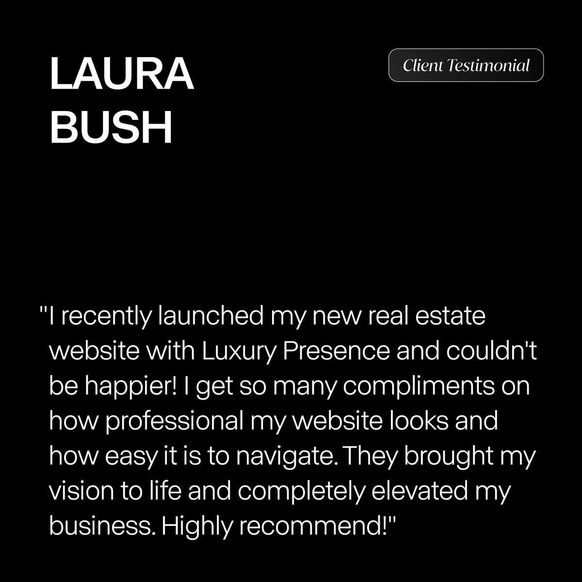LuxuryPresence's tweet image. You imagine it, we build it. 💡Thank you to our client, Laura Bush, for the kind words – we sure loved bringing your vision to life!  

#realestatetech #realestatewebdesign #realestatemarketing #luxurypresence