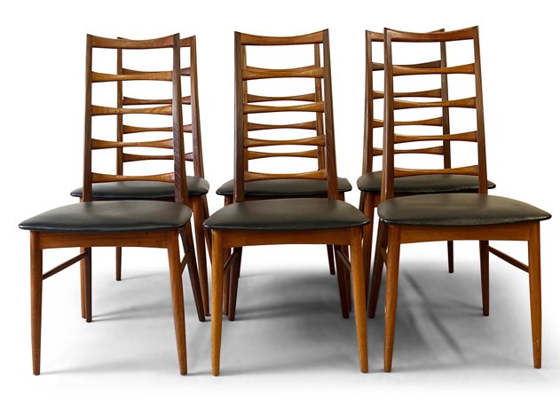 Six Danish Niels Koefoeds Teak Dining Chairs | Lot 382 in our current Fine Estates Auction with live online bidding through BriggsAuction.com, our mobile app, and LiveAuctioneers. #FinditatBriggs #DanishModern