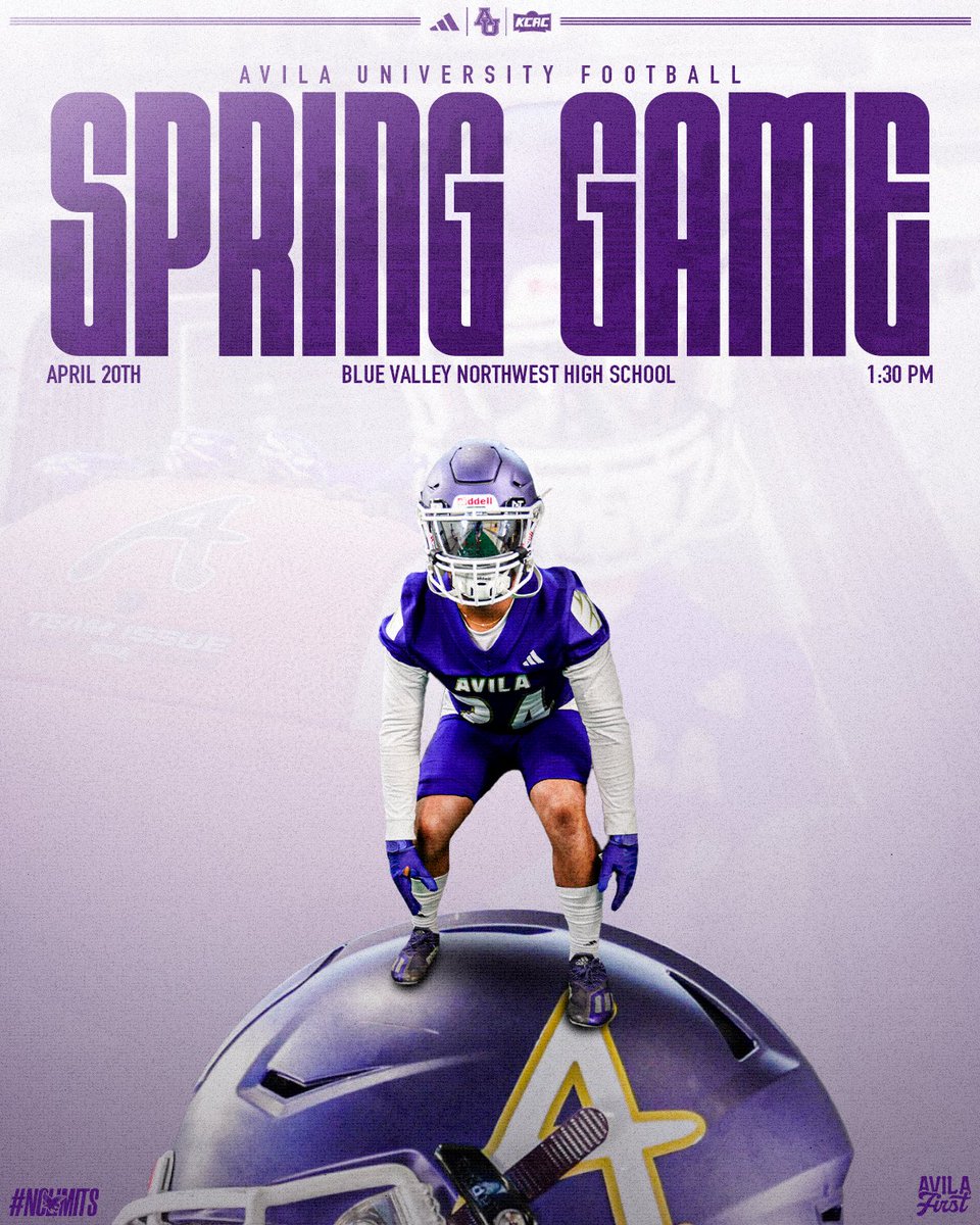 🚨SPRING GAME🚨 This Saturday, @AvilaFootball will host their annual Spring Game at Blue Valley Northwest High School. Game time is set for 1:30 PM CST! #GoAU | #AvilaFirst | #NoLimits