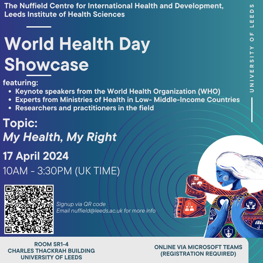 @Badruddin_Saify from @arkfoundation1 are going to represent our #COSTAR project of @CE4AMR on 17th April through the World Health Day 2024 showcase of @NuffieldLeeds from @UniversityLeeds. A hybrid event on the theme '#My_Health_My_Right.' Reg: events.teams.microsoft.com/event/d0f062b2…