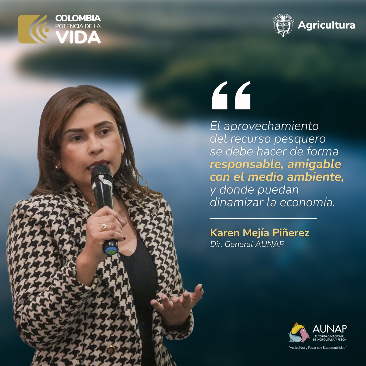 AUNAPColombia's tweet photo. 🎣 La pesca sostenible no solo protege nuestras especies, también asegura el sustento de millones de personas que dependen de los recursos pesqueros. 

🤝 Continuamos fortaleciendo nuestro compromiso con pescadores y acuicultores colombianos.

🫂 Nos une la #ColombiaAzul 🇨🇴 https://t.co/4kgK9jPCyu