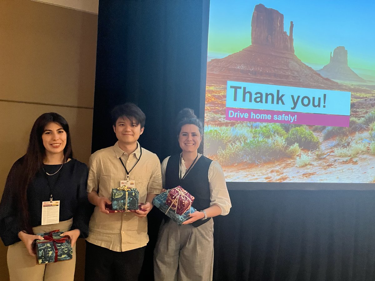 Proud of Jen-Chieh, Thaly, and Clarissa for getting recognized at <a href="/ASUBiodesign/">Biodesign Institute at Arizona State University</a> Fusion annual retreat!🏅👏
Jen-Chieh: Awarded for best use of physical principles
Thalia: Awarded for best use of chemistry
Clarissa: People's choice award