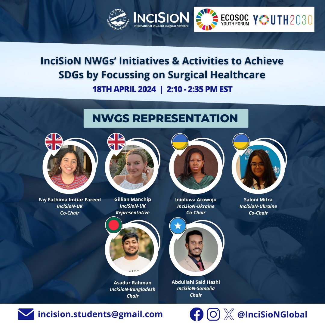 InciSioN's National Working Groups (NWGs) unite to drive progress towards the #SDGs through focused initiatives in surgical care. Let’s hear directly from our NWG representatives. Register now: forms.gle/4wMf8PXext9fze… #InciSioN4GlobalSurgery #TheFutureOfTheOR #GlobalGoals