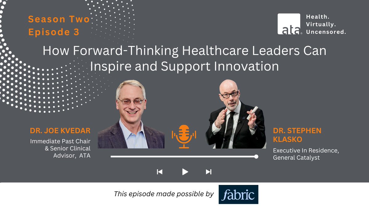 🎙️ Hear Dr. @sklasko of @generalcatalyst & @jkvedar discuss transforming healthcare by linking academia & innovation. Discover key insights from Dr. Klasko’s book 'Feelin’ Alright' on building a more equitable healthcare system. Support by @poweredbyfabric bit.ly/3JjMsLO