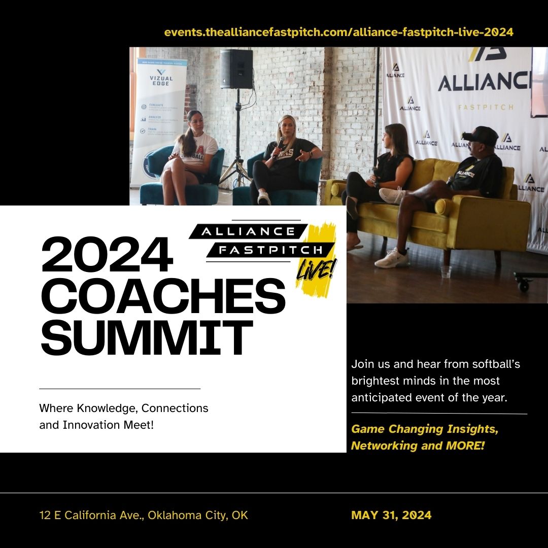 Join us in #OKC on May 31st for the Alliance Fastpitch LIVE event at the #WCWS! Hear from thought-leaders and your peers at this rare opportunity of youth coaches learning together, sharing insights, networking and more. Join us! Event info & registration: thealliancefastpitch.com/alliance-fastp…