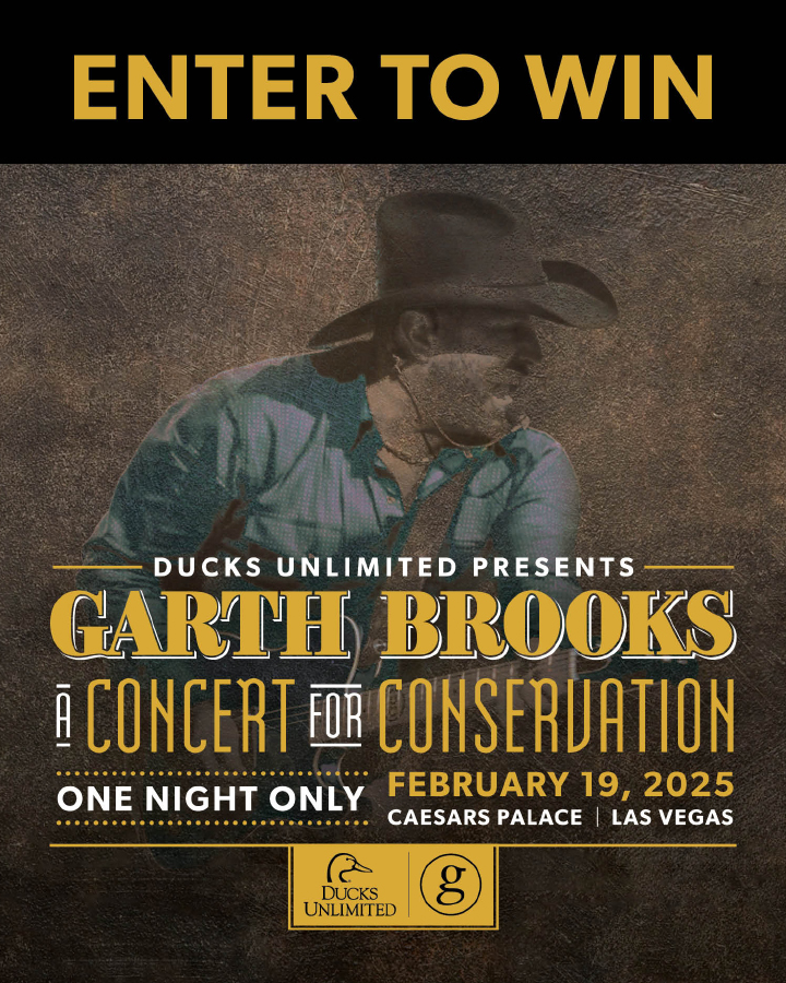 DucksUnlimited's tweet photo. The Ducks Unlimited 2024 Garth Brooks "A Concert for Conservation" Sweepstakes is here! Enter for a chance to win tickets to this extraordinary one-night-only event on Feb. 19, 2025 in Las Vegas. Thank you for supporting wetlands conservation! ENTER NOW: https://t.co/R7U9oWJ8Uz https://t.co/MTCkQ4G3FU