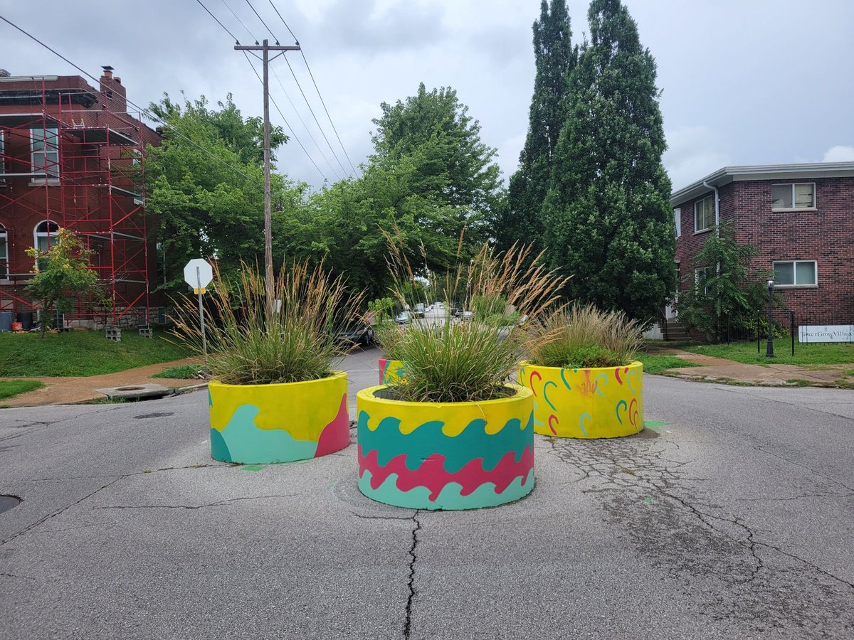 I saw version of this rather simple traffic calming measure throughout a residential area of Seattle a few months ago & if you are unable to avoid this at a 4 way stop on a at max 25 mph rd then you have no business driving. Wish these were at all 4 ways stops in Buffalo.