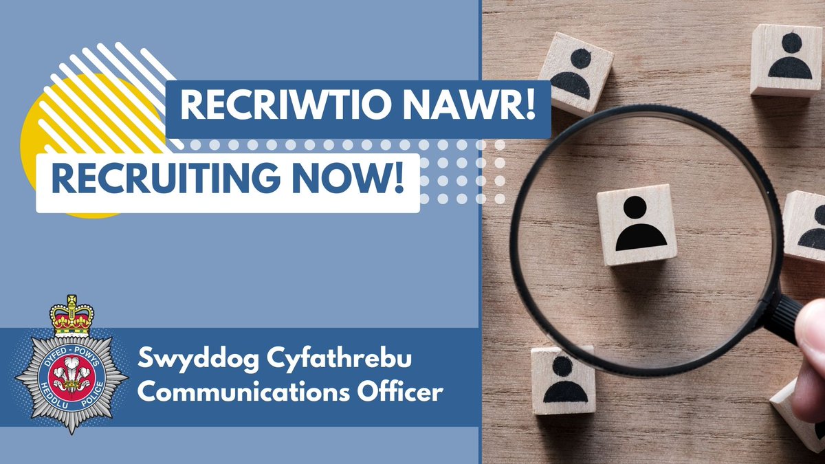 DyfedPowys's tweet photo. ⭐ We're recruiting a Corporate Communications Officer! ⭐
Join our growing communications team. If you have a background in the media, marketing, or a busy comms role, we’d love to hear from you:
https://t.co/CIKN1WsKiU
#CommsJob #Communications #PoliceComms #PoliceJobs https://t.co/36hZPQcqOr
