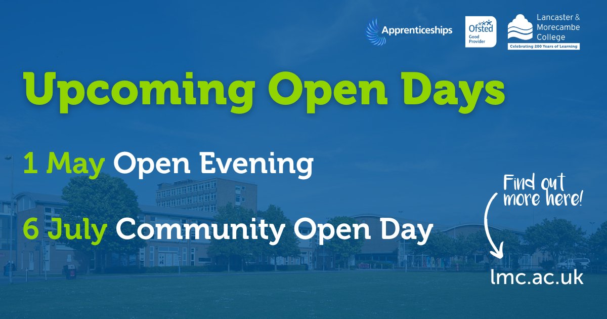 Our next open evening is only a couple of weeks away! 😮🤗 1 May | 4:30pm - 7pm | LMC Campus Register here to attend! ow.ly/tRxa50RfYFz #lmcollege #openevening #apprenticeships #college