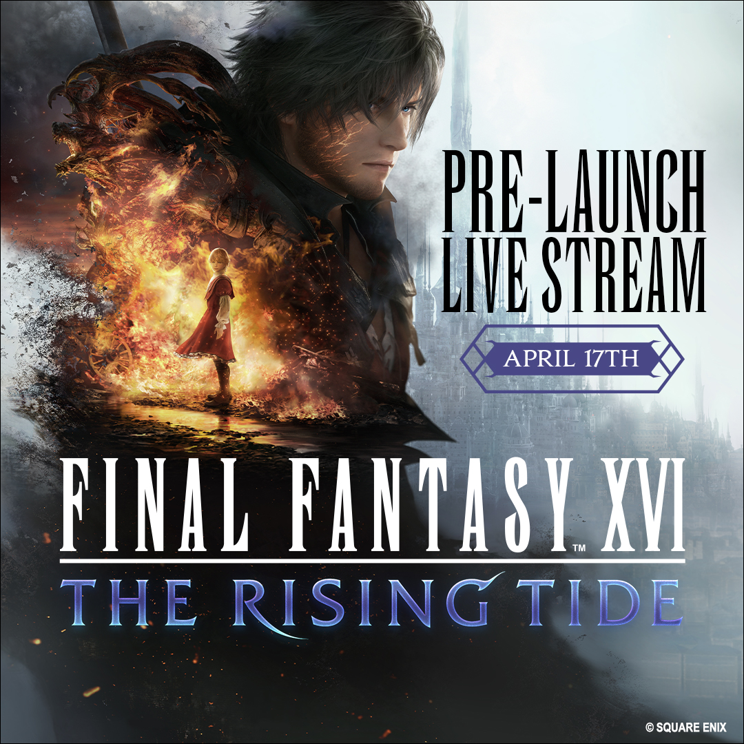 Join us for our live stream tomorrow (4/17) at 11am PDT/7pm BST as we preview our upcoming DLC, @finalfantasyxvi The Rising Tide! twitch.tv/squareenix🔥 We will also be giving away exclusive prizes for #FF16 and @curiousjoi will be joining us! See you there 👋