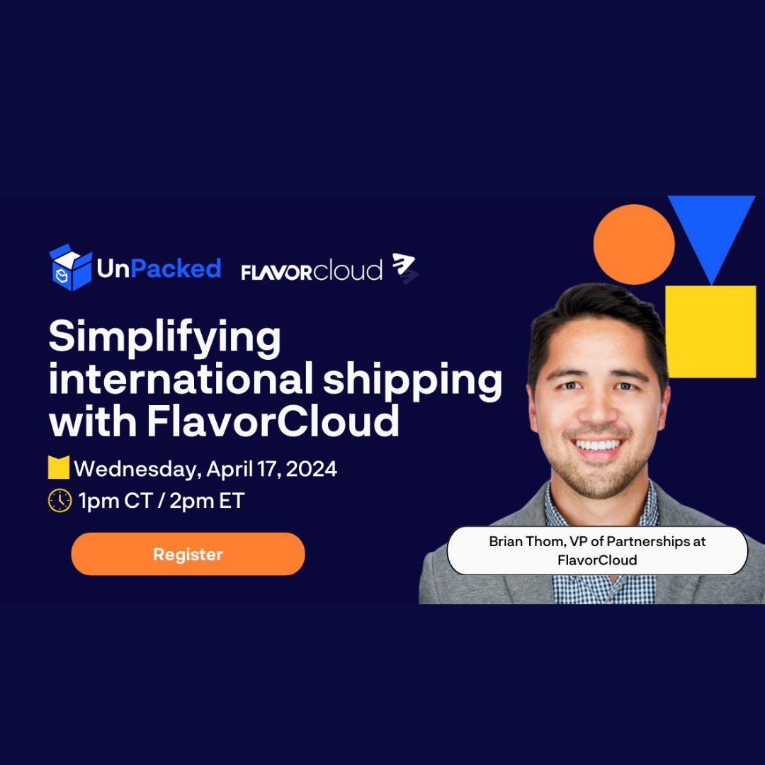 shipflavorcloud's tweet photo. Last day to sign up! 

Join Brian Thom, our VP of Partnership, as he teams up with ShipBob at their weekly series Commerce Unpacked!  We unpack how to simplify international shipping with DDP.

Can't make it live? Save your spot and get the recording. https://t.co/Muyus6PJ4X https://t.co/4kJvkE1JHf