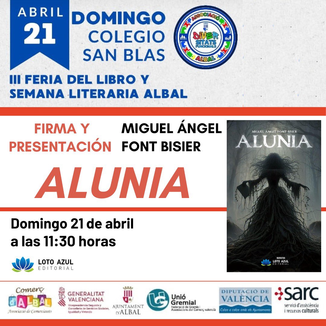 ¡Este domingo estaré en la feria del libro de Albal firmando ejemplares de Alunia! Tengo muchas ganas de pasar el día allí… ¡contando las horas! Alunia es mi segunda novela y trata sobre la brujería. Incluye más de 20 minutos de contenido audiovisual y medidas accesibles.