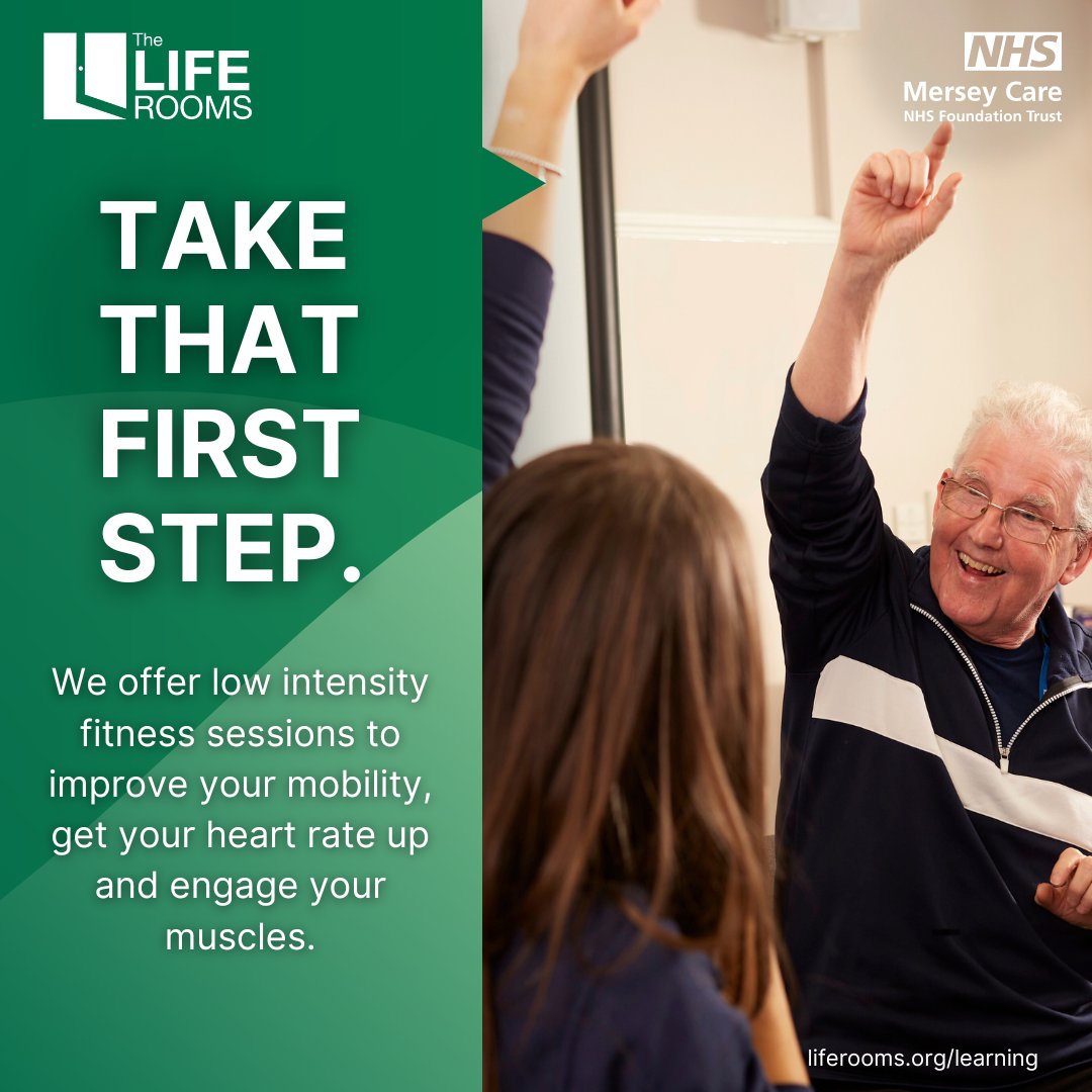 #Exercise can feel daunting to get back into... Our #PhysicalHealth sessions are designed to be of low intensity so you get a dose of the feel good factor of #fitness without the worry and #anxiety of easing back into it! 🔗liferooms.org/learning #MoveMoreMonth @mersey_care