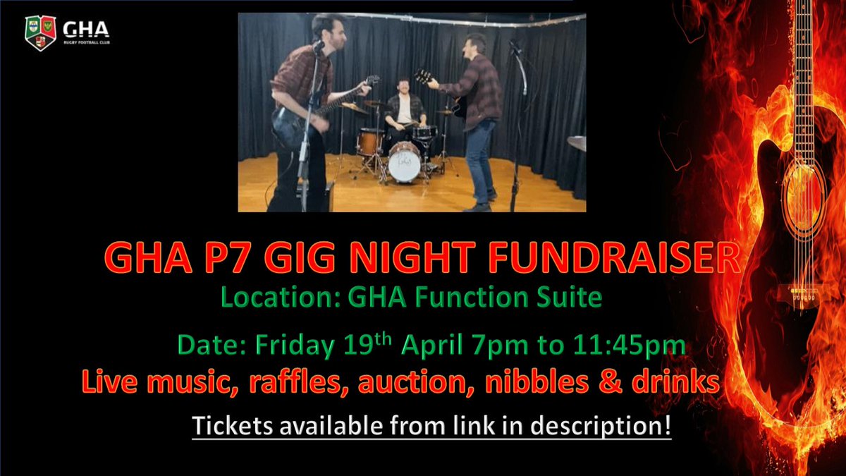 🎤Join us thus Fri 19 April for a fundraiser with a difference!🎸 Get down to the club, support the GHA P7 squad & enjoy a night of live music, raffles, drinks & nibbles and an auction. Tickets are just a £10. All welcome! Get your tickets now: tickettailor.com/events/gharugb…