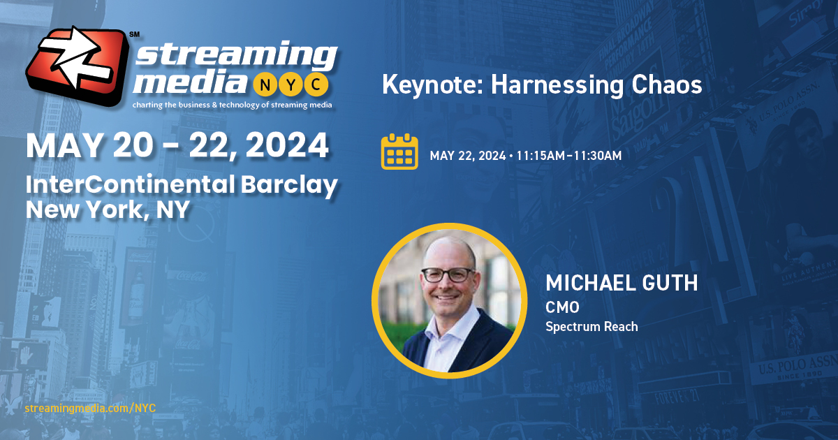 Don't miss this #StreamingNYC keynote session on Harnessing Chaos from keynote speaker Michael Guth, @SpectrumReach. Register before April 19th for early bird pricing, use code SMNYSpeaks! ow.ly/9RK350RhcR4