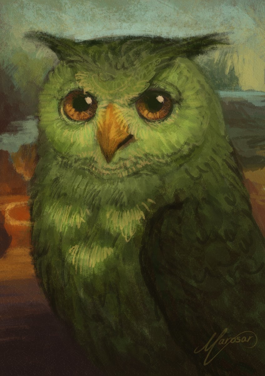 late, but quick paint 🦉💚 Gioconduo o Duo-liso??