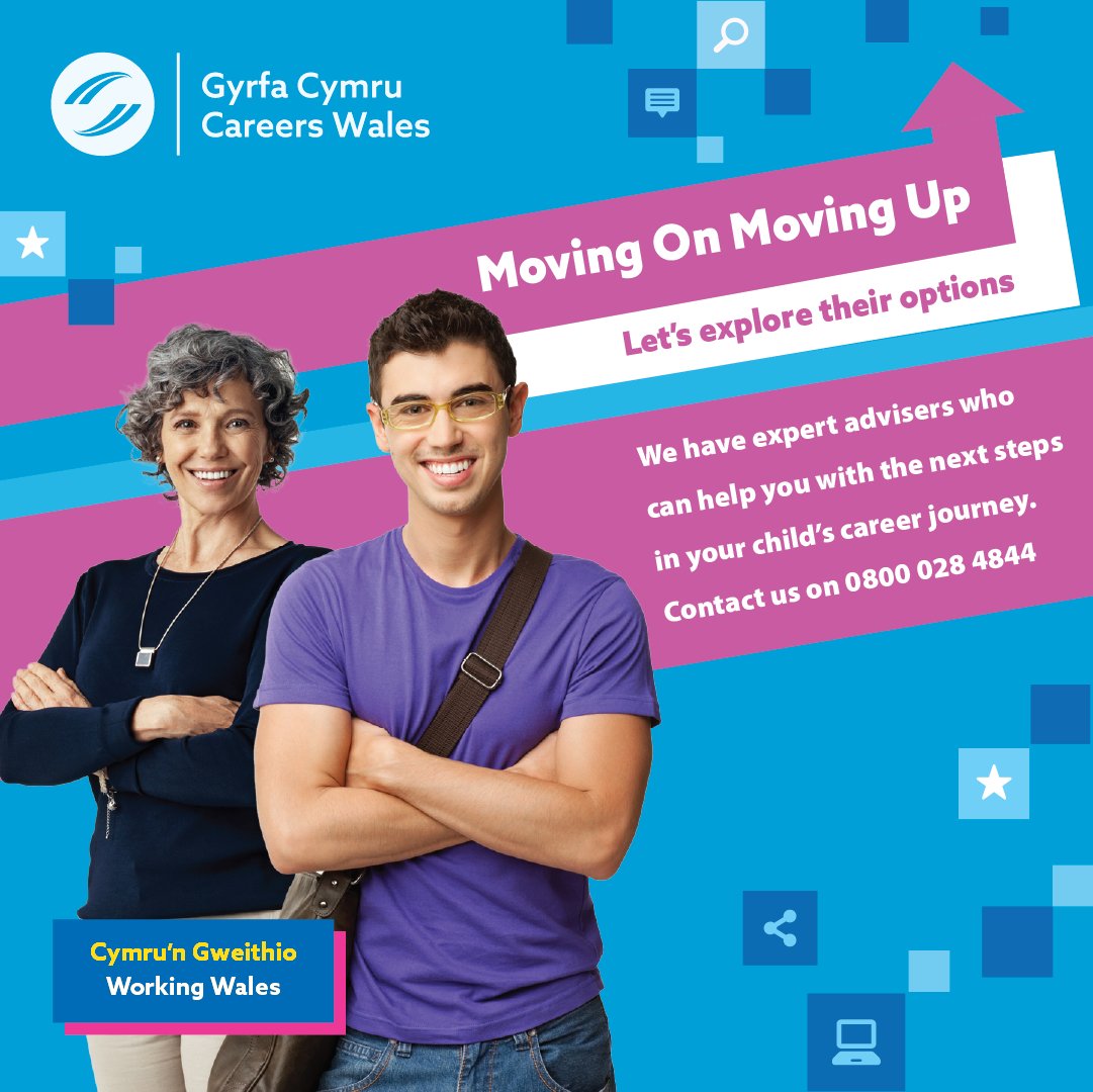 CareersWales's tweet photo. Is your child or someone you know leaving sixth form or college this summer? Help them get all the advice they need by visiting our website 👇

https://t.co/EIRnhizTxn

#MovingOnMovingUp https://t.co/SrzOrfHJq8