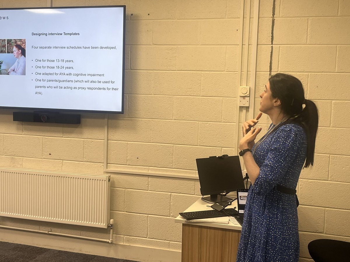 @HannahLinane explaining her research design in her study about the palliative care needs of adolescents with a life-limiting condition #PGRS2024 @edtechne