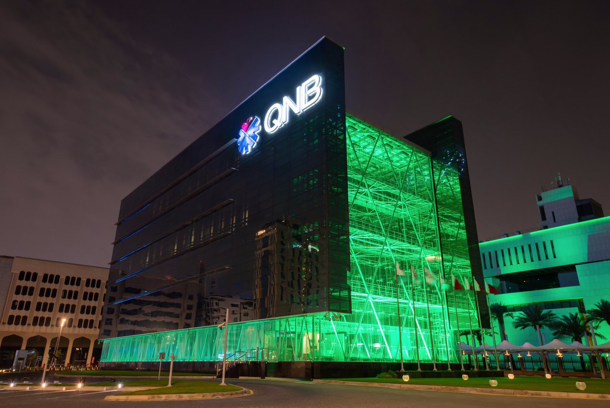 #QNB lights up its offices in green to mark Family Day in Qatar #QNBGroup #QatarFamilyDay