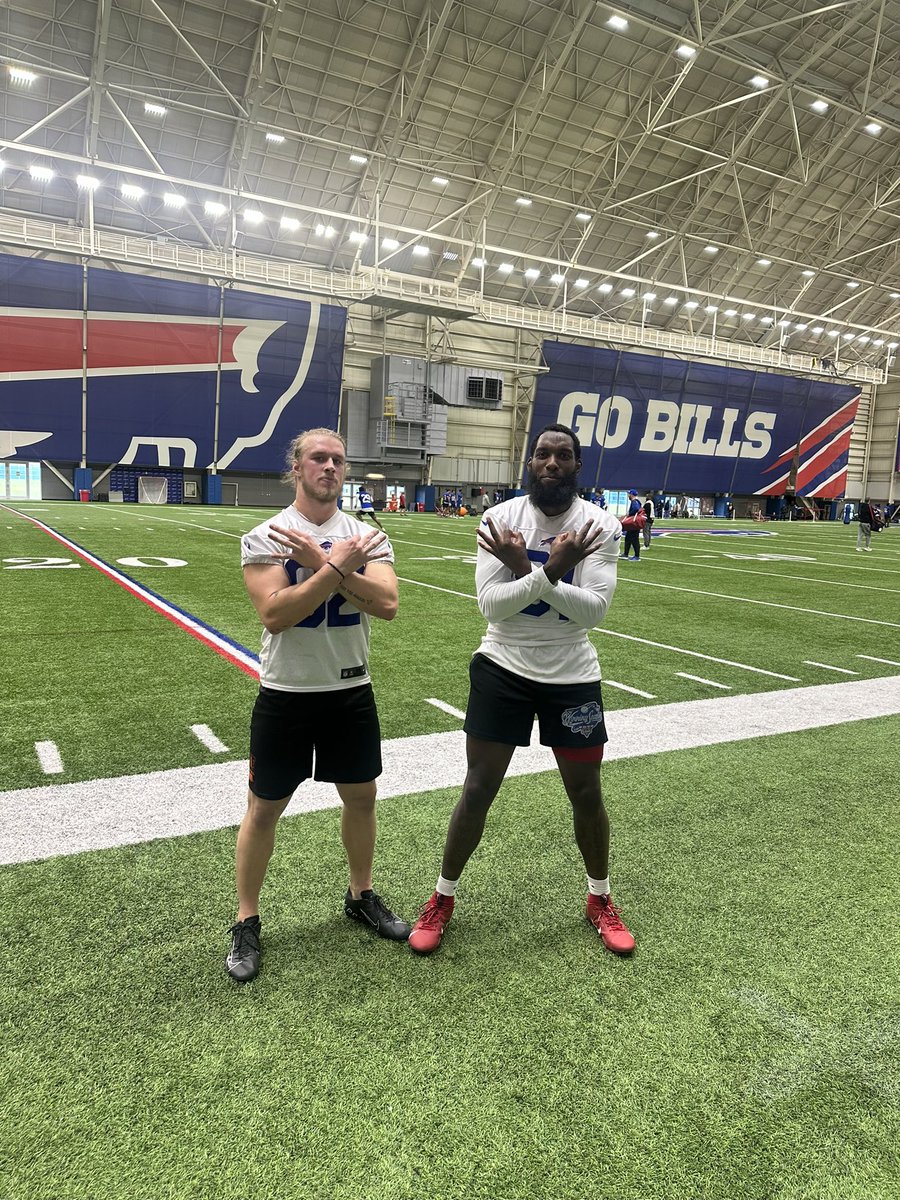 Had another one of our guys take part in a local pro day. @mrigerman35 (on the left) was up in Buffalo to work out for the Bills! #1Team