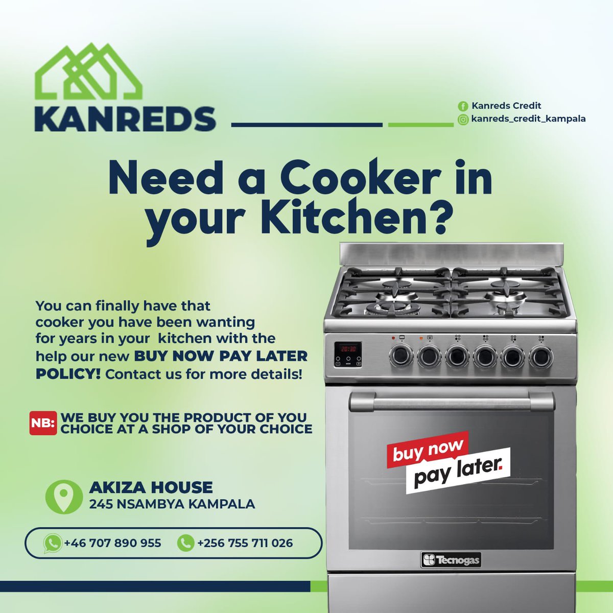 Tired of using sigili??? Get a cooker today and pay later. It’s that simple #KanredsCredit