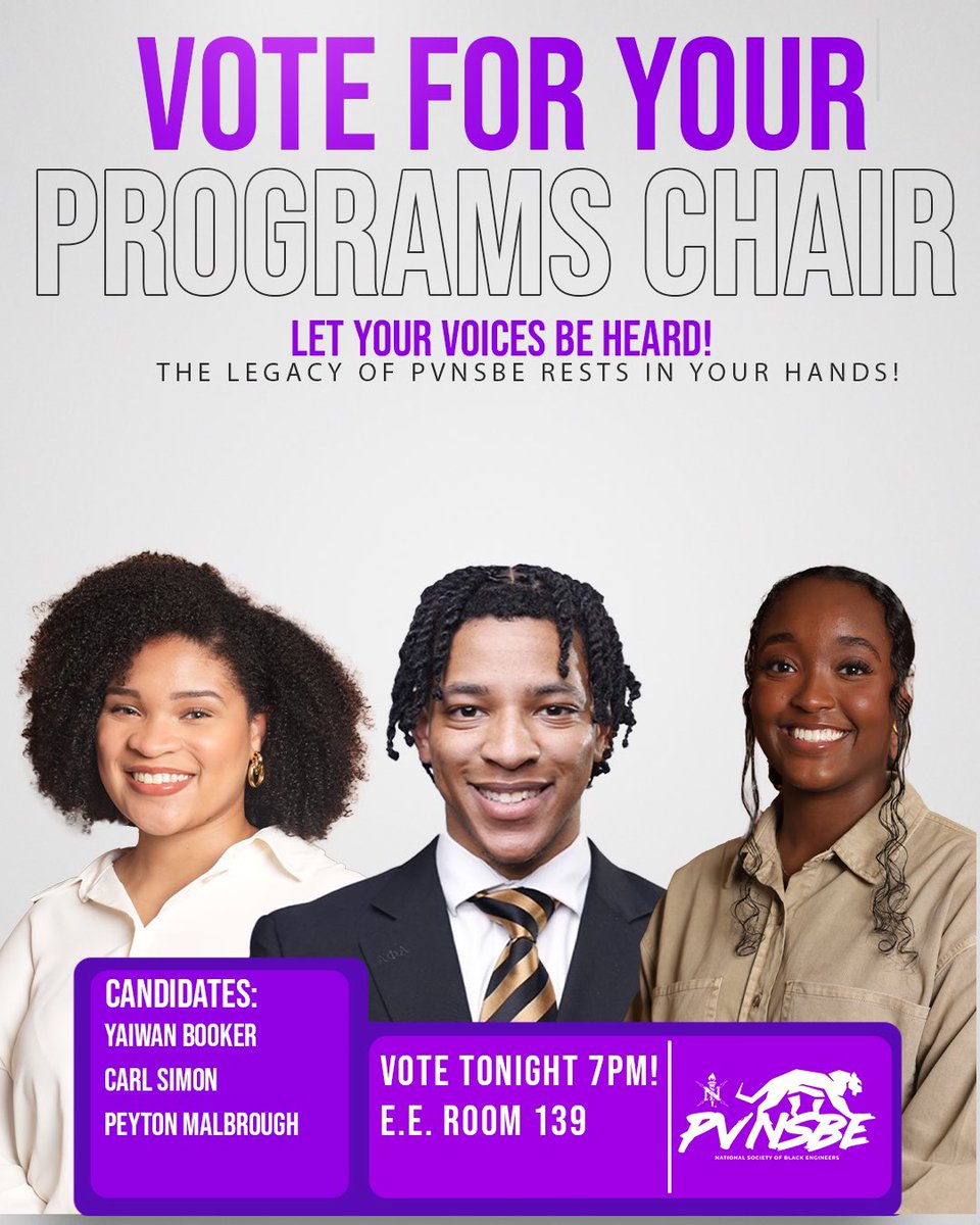 PVNSBE's tweet photo. Tonight’s the Night! Come hear your candidates give their platform and vote on our new leaders for PVNSBE!

#PVNSBE https://t.co/T9DqABLtcz