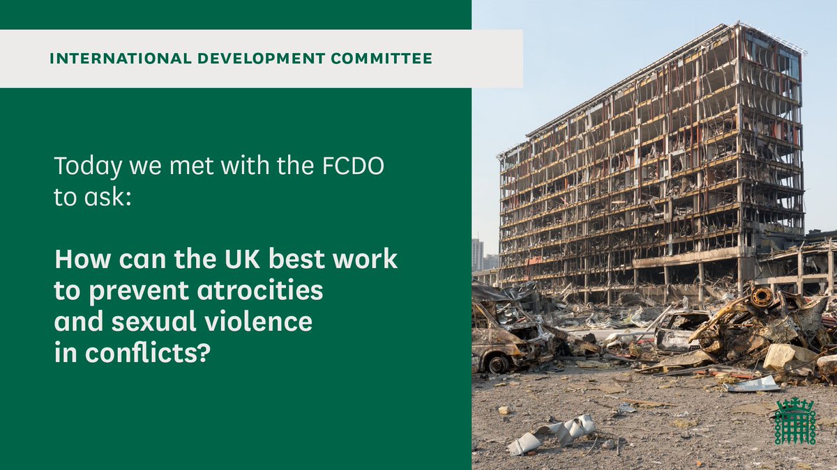 Today we met with the FCDO to discuss how the UK can best work to prevent atrocities and sexual violence in conflicts #Ukraine #Gaza. Find out more: committees.parliament.uk/work/1661/prom…