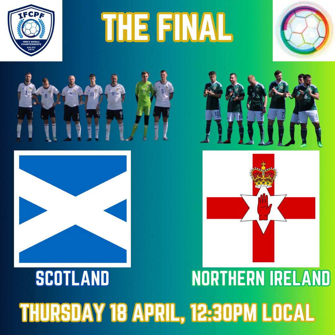 good luck come on guys let us win it!!!!!!!!!!!!!!!!!!! #IFCPFWorldChamps @ScottishFA_dis @CpScotland