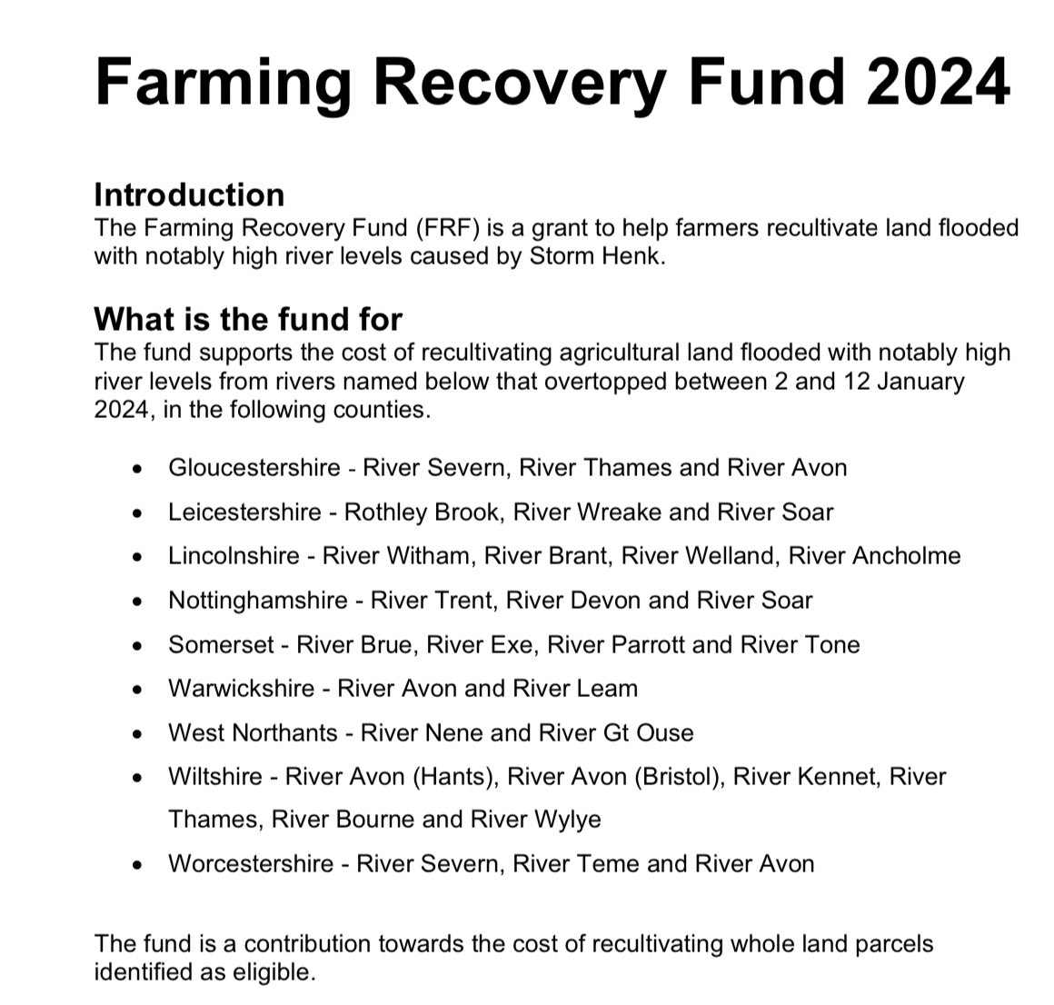 Anyone else bemused by the #flood recovery fund for #farmers? @Ruralpay guidance says eligible parcels have to be “recultivated” with no definition of cultivation! Cultivation can be defined as the “growing of crops” so therefore parcels with grass are eligible…? @ClaireR99