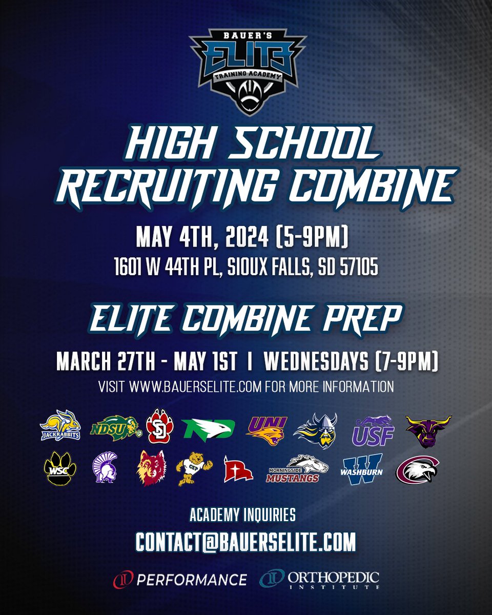 𝐒𝐡𝐨𝐰𝐜𝐚𝐬𝐞 𝐲𝐨𝐮𝐫 𝐬𝐤𝐢𝐥𝐥𝐬 𝐚𝐭 𝐭𝐡𝐞 𝐁𝐚𝐮𝐞𝐫’𝐬 𝐄𝐥𝐢𝐭𝐞 𝐇𝐢𝐠𝐡 𝐒𝐜𝐡𝐨𝐨𝐥 𝐑𝐞𝐜𝐫𝐮𝐢𝐭𝐢𝐧𝐠 𝐂𝐨𝐦𝐛𝐢𝐧𝐞 𝐌𝐚𝐲 𝟒𝐭𝐡, 𝟐𝟎𝟐𝟒 𝐢𝐧 𝐒𝐢𝐨𝐮𝐱 𝐅𝐚𝐥𝐥𝐬, 𝐒𝐨𝐮𝐭𝐡 𝐃𝐚𝐤𝐨𝐭𝐚.  

𝐂𝐨𝐦𝐛𝐢𝐧𝐞 𝐈𝐧𝐪𝐮𝐢𝐫𝐢𝐞𝐬 
bauerselite.com/highschoolrecr…