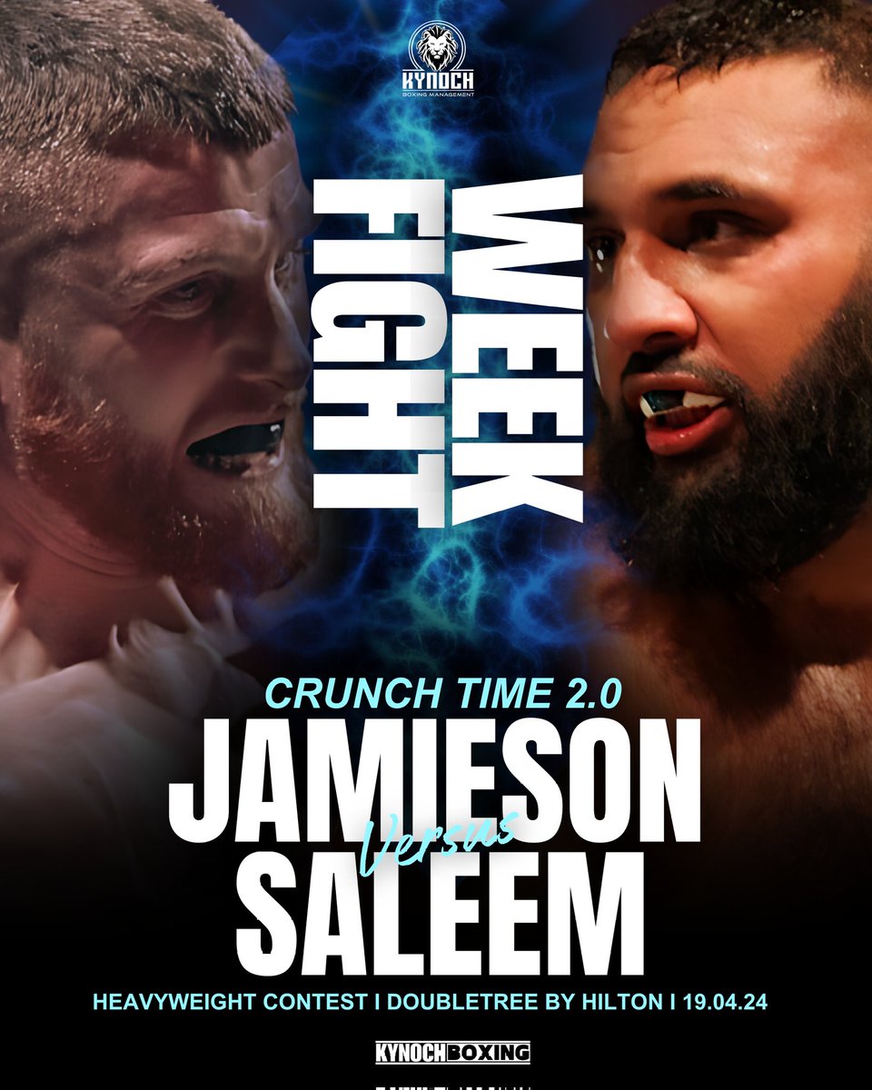 FIGHT WEEK 💥

An exciting Heavyweight clash this Friday at the Doubletree by Hilton.🔥

David Jamieson 🆚️ Kaseem Saleem and it will be bombs away from the opening bell. 🔔 

You don't want to miss this one at Crunch Time 2.0.👊

#boxing #kynochboxing #scottishboxing
