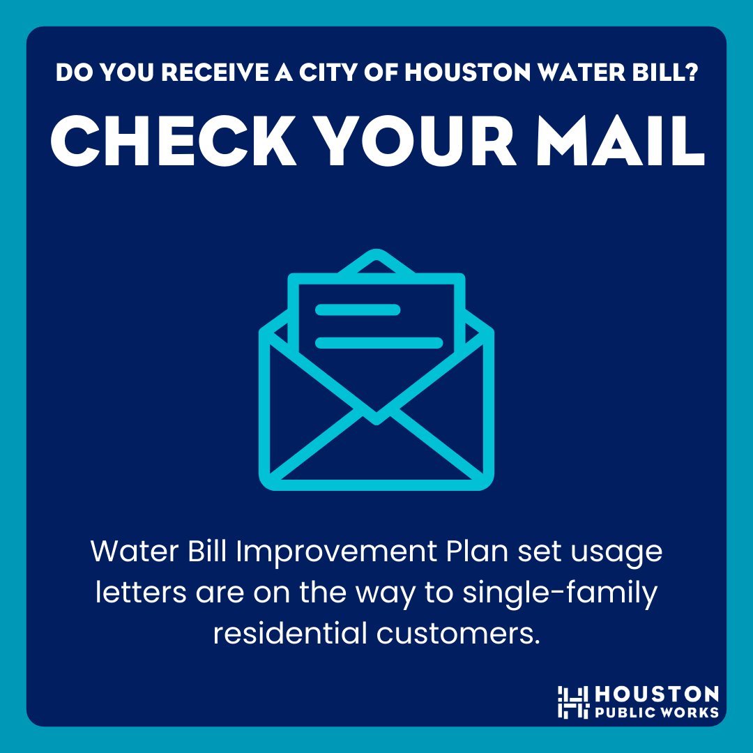 Check your mail! Single-family residential customers will soon receive notifications detailing their set usage as part of the city's Water Bill Improvement Plan. The notifications will come in the mail, email or on a customer's online profile. Read more at ImproveWaterBills.org