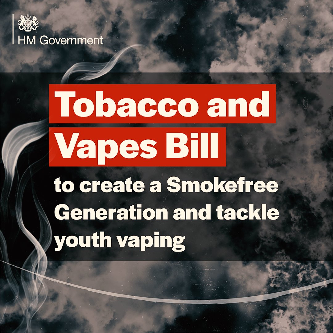 We’re supporting the government's Tobacco and Vapes Bill and the ambition to create a #SmokefreeGeneration by ending the sale of tobacco to those born on or after 1 January 2009. Learn more 👉 ow.ly/ygqp50Rg7g6