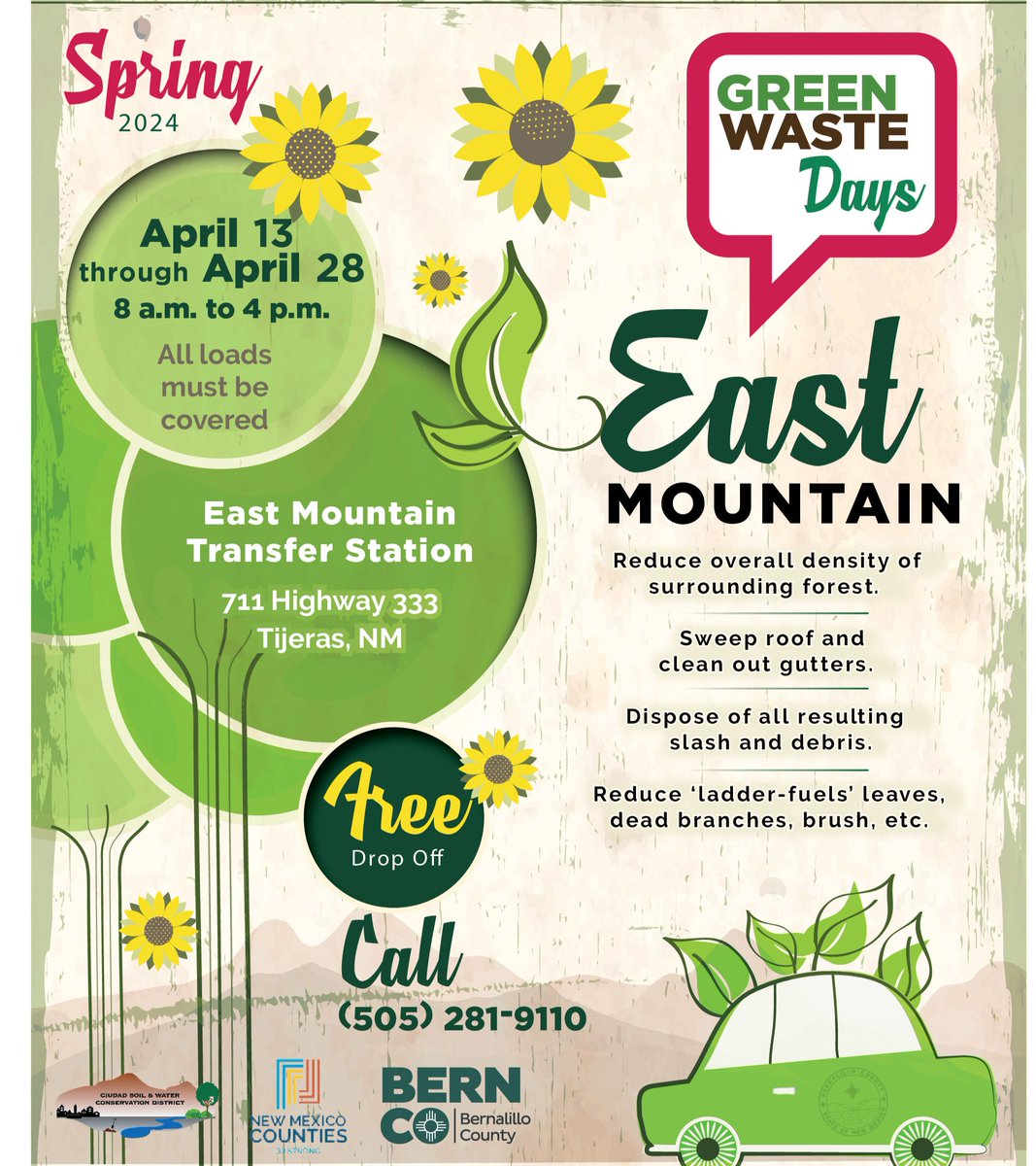 BernCounty's tweet image. FREE Green Waste Days are back at the East Mountain Transfer Station!

This is your chance to clear out debris, reduce fire hazards, and make your surroundings shine. ✨
#GreenWaste #SpringCleaning 🍃