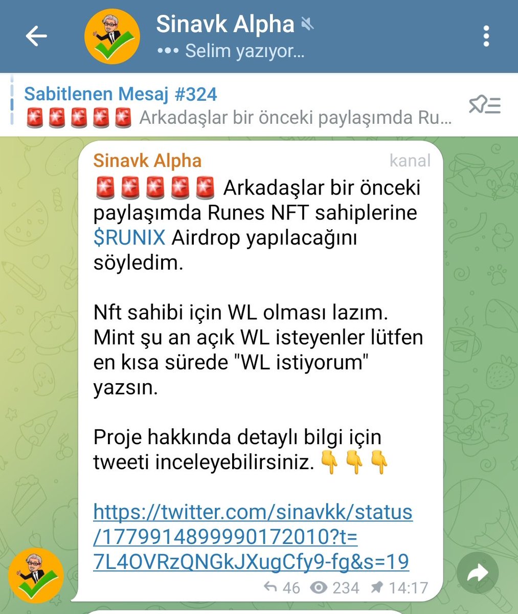 sinavkk's tweet photo. Free To +300$ 👀🔥

Telegramda ve Twitter da aktif olan ve paylaşımlarda beni destekleyen 20 kişiye Free WL verdim. Ayrıca 5 kişinin Fee ücretini de karşıladım. Şu an bedava mintlenen NFT ler +300$ dan satılıyor.

Bundan sonra çekiliş yapıp ödül dağıtacağıma beni destekleyenlere ve bildirimleri açanlara bu şekilde WL ve başka ödüller vereceğim. Bu sistem çok daha mantıklı bu sayede botlara vermemiş olurum. 🎁

Bu hafta başka bir sürprizim daha olacak. 🤔👀

Buradan bakabilirsiniz:
https://t.co/xg9wAsumNv